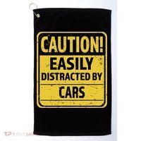 Caution I Like To Talk About Cars Gift Car Lover Gift Golf Towel thumb 0