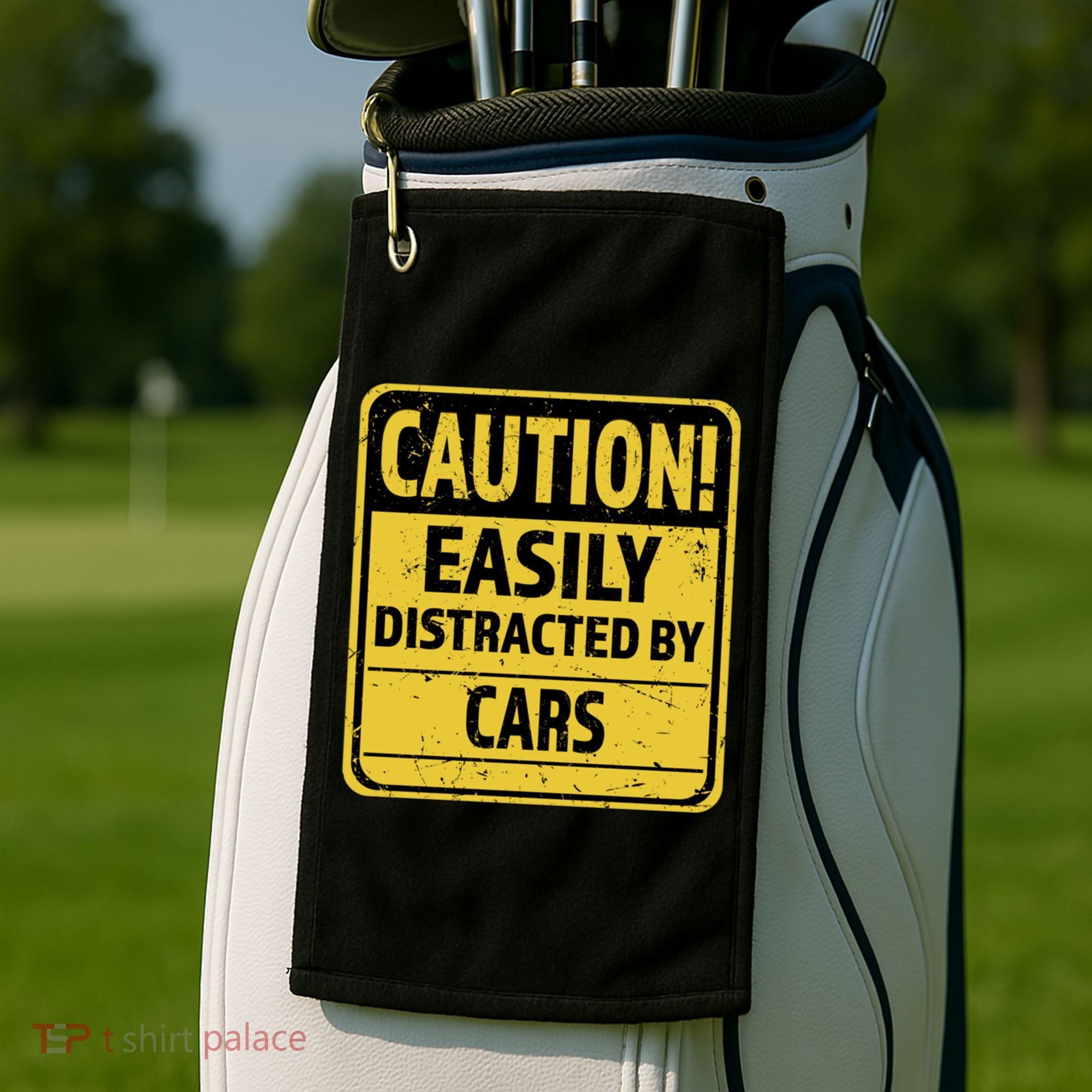 Caution I Like To Talk About Cars Gift Car Lover Gift Golf Towel