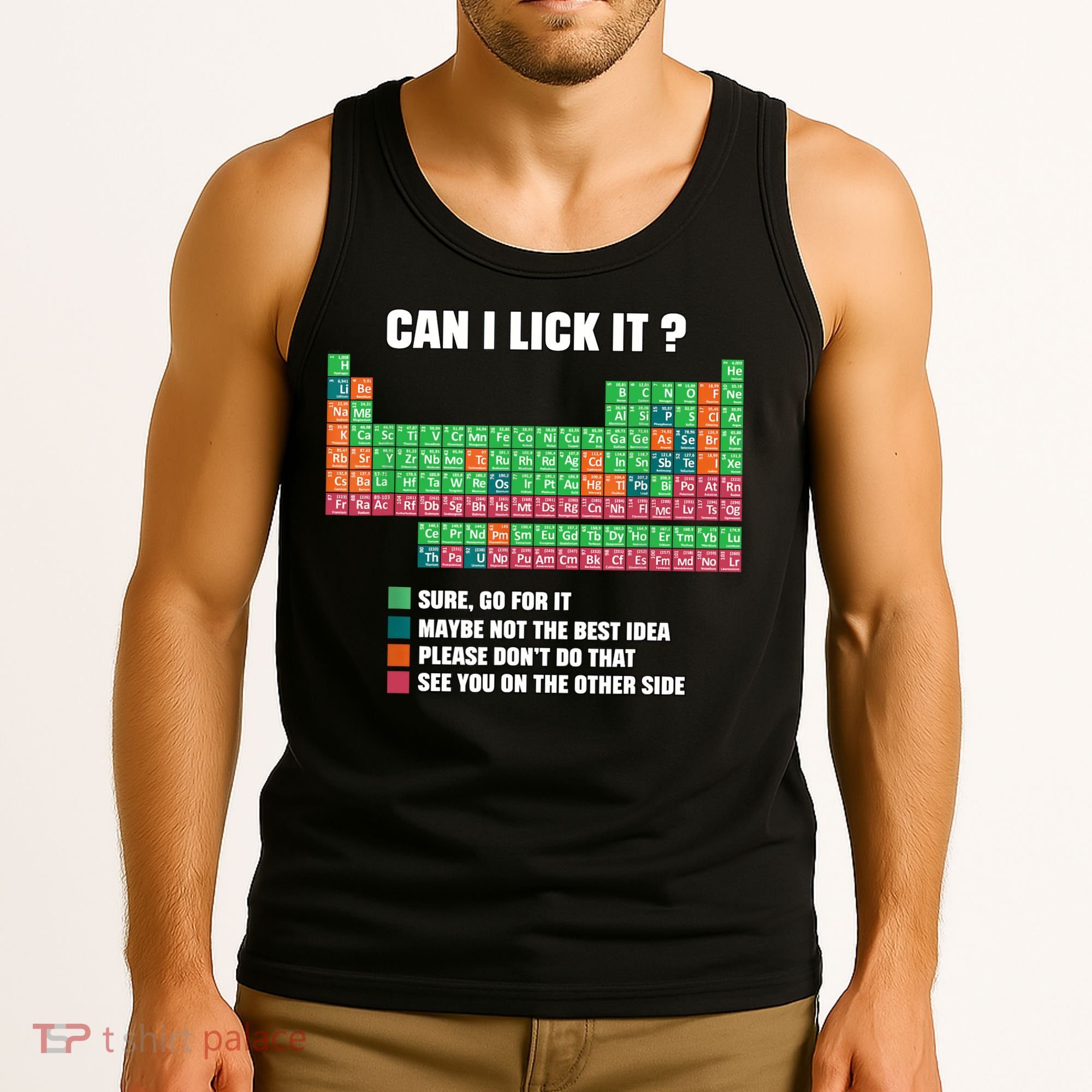 Can I Lick It Periodic Table Boy Girl Teacher Student  Tank Top