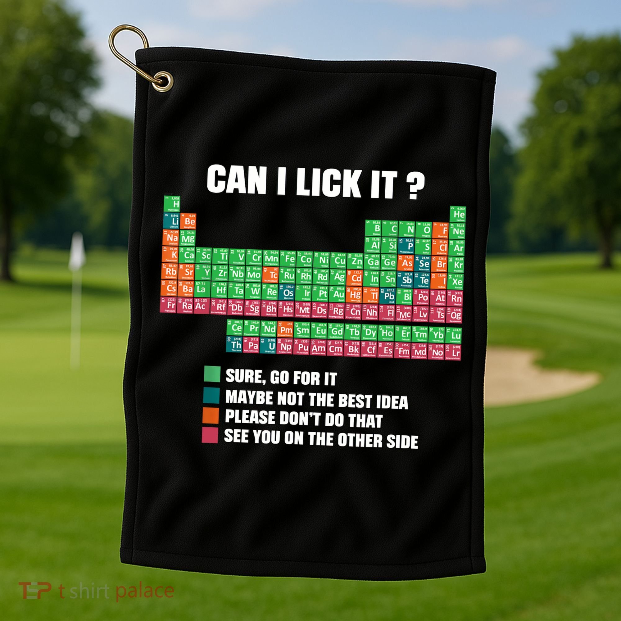 Can I Lick It Periodic Table Boy Girl Teacher Student  Golf Towel