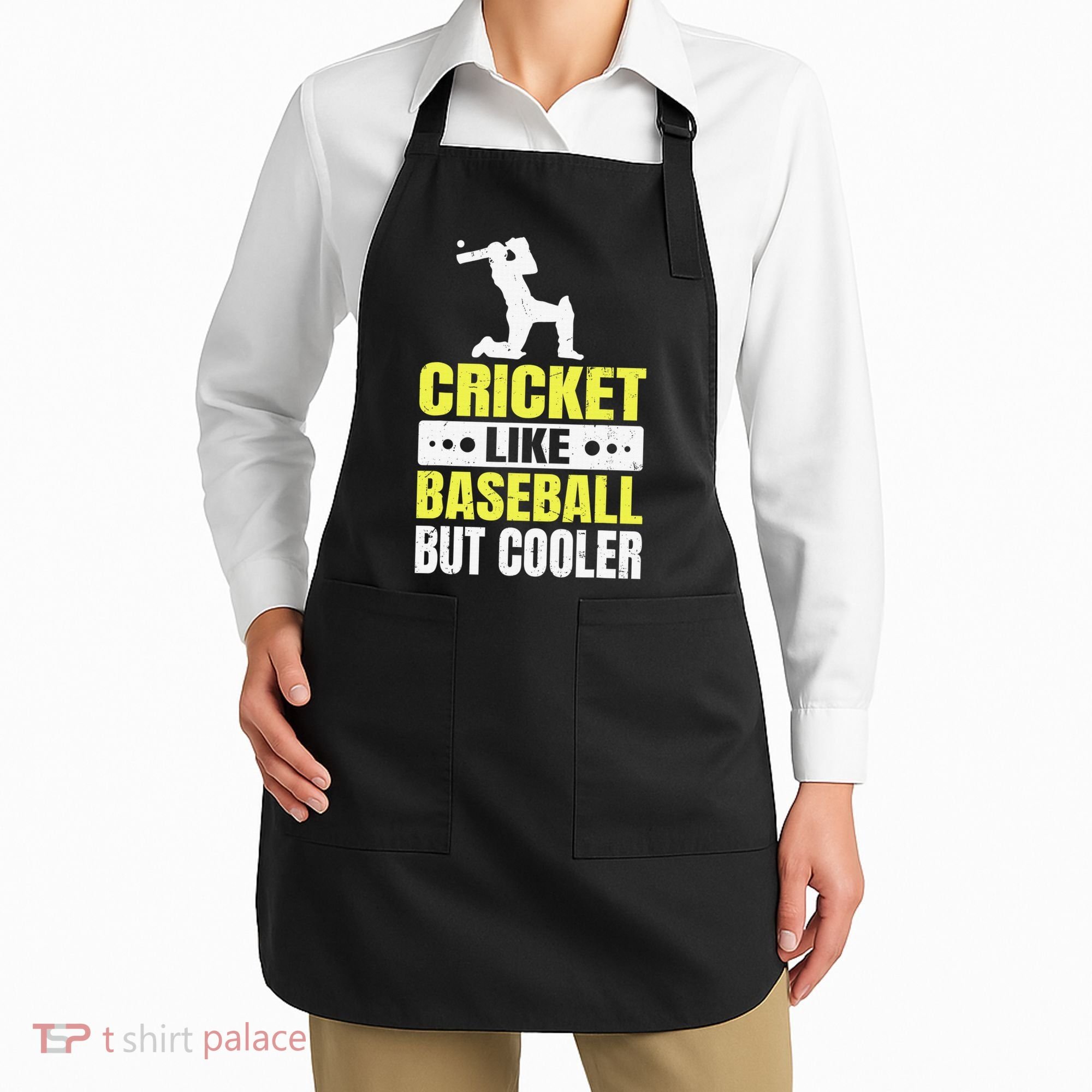 Cricket It’s Like Baseball But Cooler Funny Cricket Player Apron