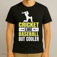 Cricket It’s Like Baseball But Cooler Funny Cricket Player T-Shirt thumb 3