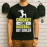 Cricket It’s Like Baseball But Cooler Funny Cricket Player T-Shirt thumb 6