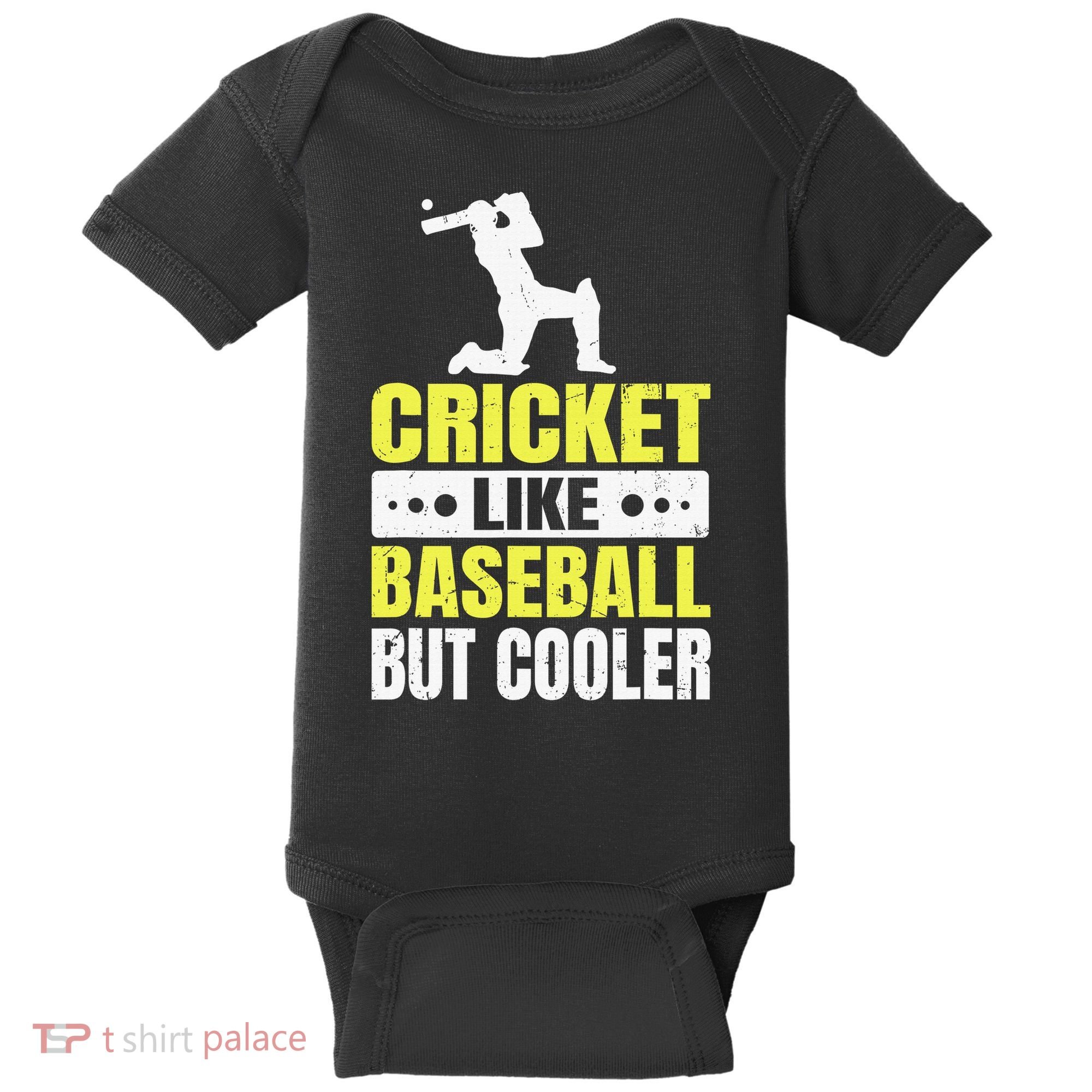 Cricket It’s Like Baseball But Cooler Funny Cricket Player Baby Bodysuit