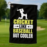 Cricket It’s Like Baseball But Cooler Funny Cricket Player Golf Towel thumb 1
