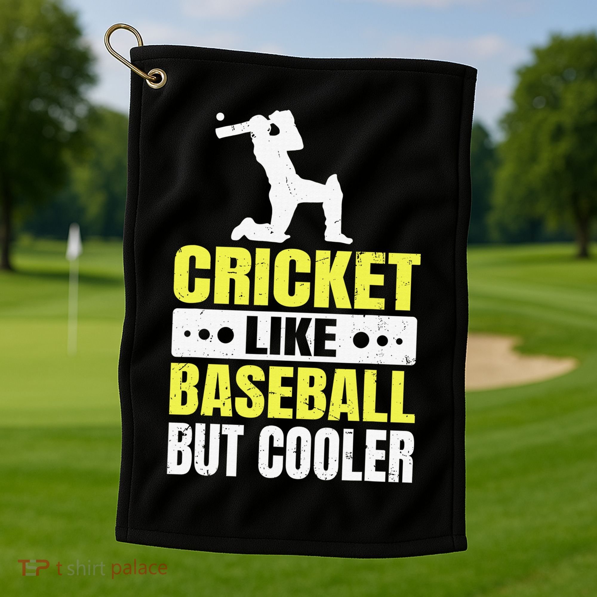 Cricket It’s Like Baseball But Cooler Funny Cricket Player Golf Towel