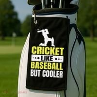 Cricket It’s Like Baseball But Cooler Funny Cricket Player Golf Towel thumb 2