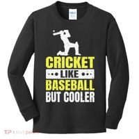 Cricket It’s Like Baseball But Cooler Funny Cricket Player Kids Long Sleeve Shirt thumb 0