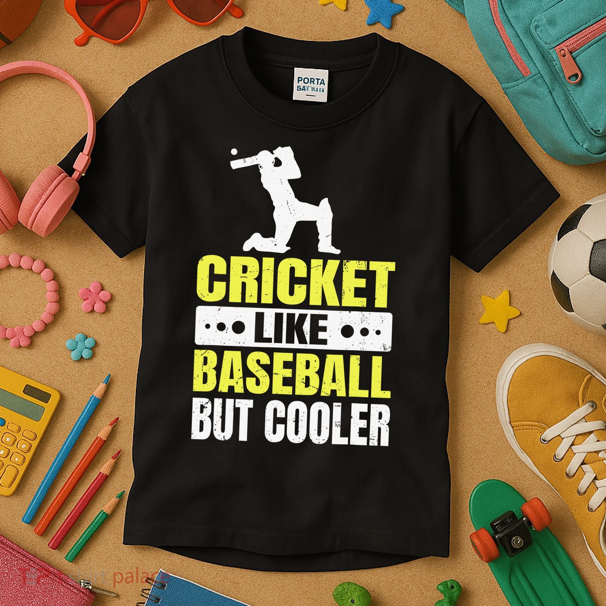 Cricket It’s Like Baseball But Cooler Funny Cricket Player Kids T-Shirt