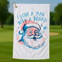 Christmas I Love A Man With A Beard Golf Towel thumb 1