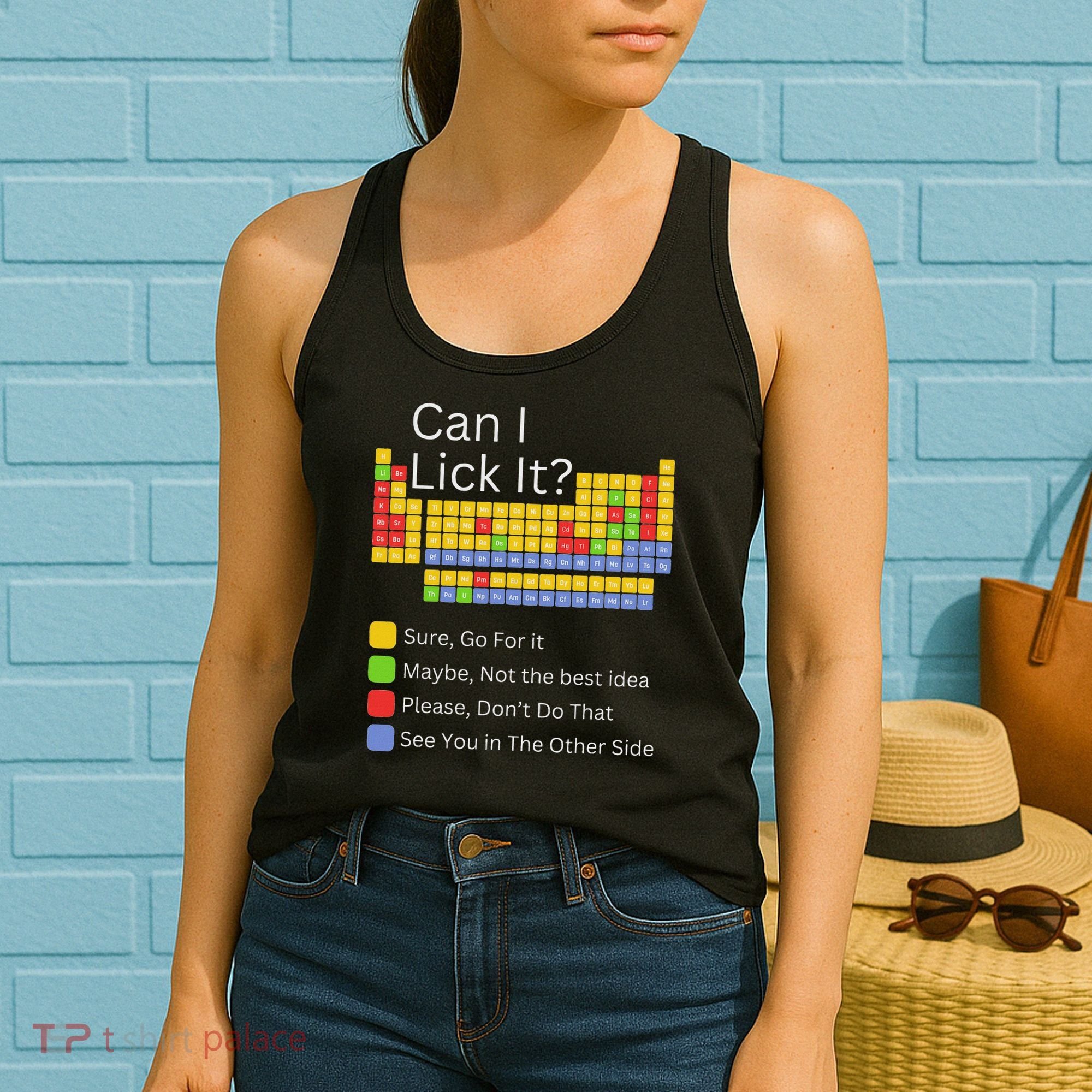 Can I Lick It Funny 100 Days Of School Periodic Table Women's Tank Top