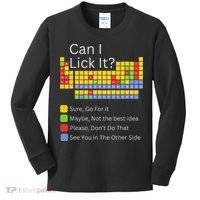 Can I Lick It Funny 100 Days Of School Periodic Table Kids Long Sleeve Shirt thumb 0