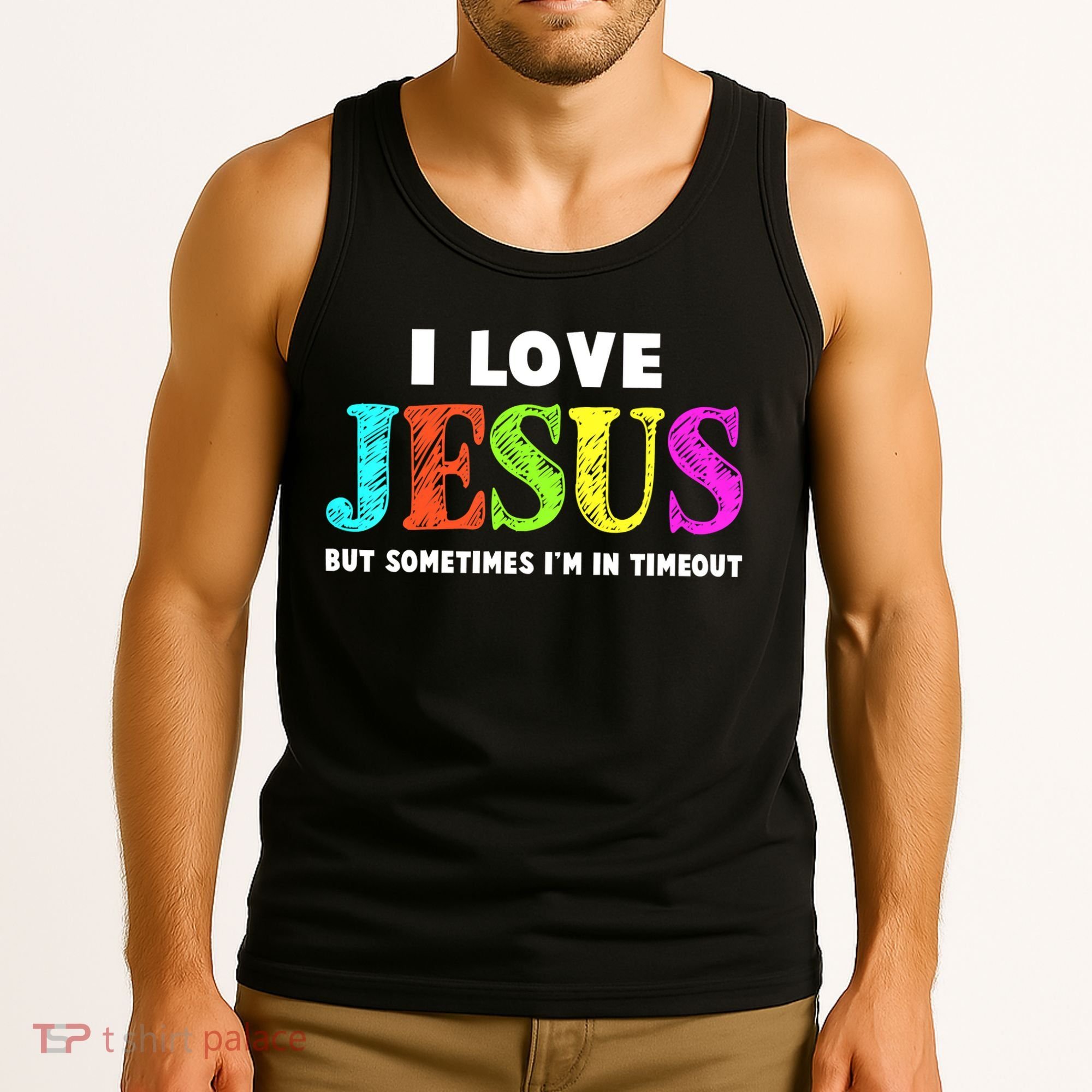 Cute I Love Jesus Funny Christian Faith Tank Top
