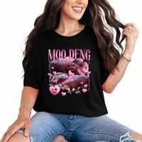 Cute I Love Moo Deng Baby Hippo Moo Deng I Heart Moo Deng Comfort Colors T-Shirt thumb 0