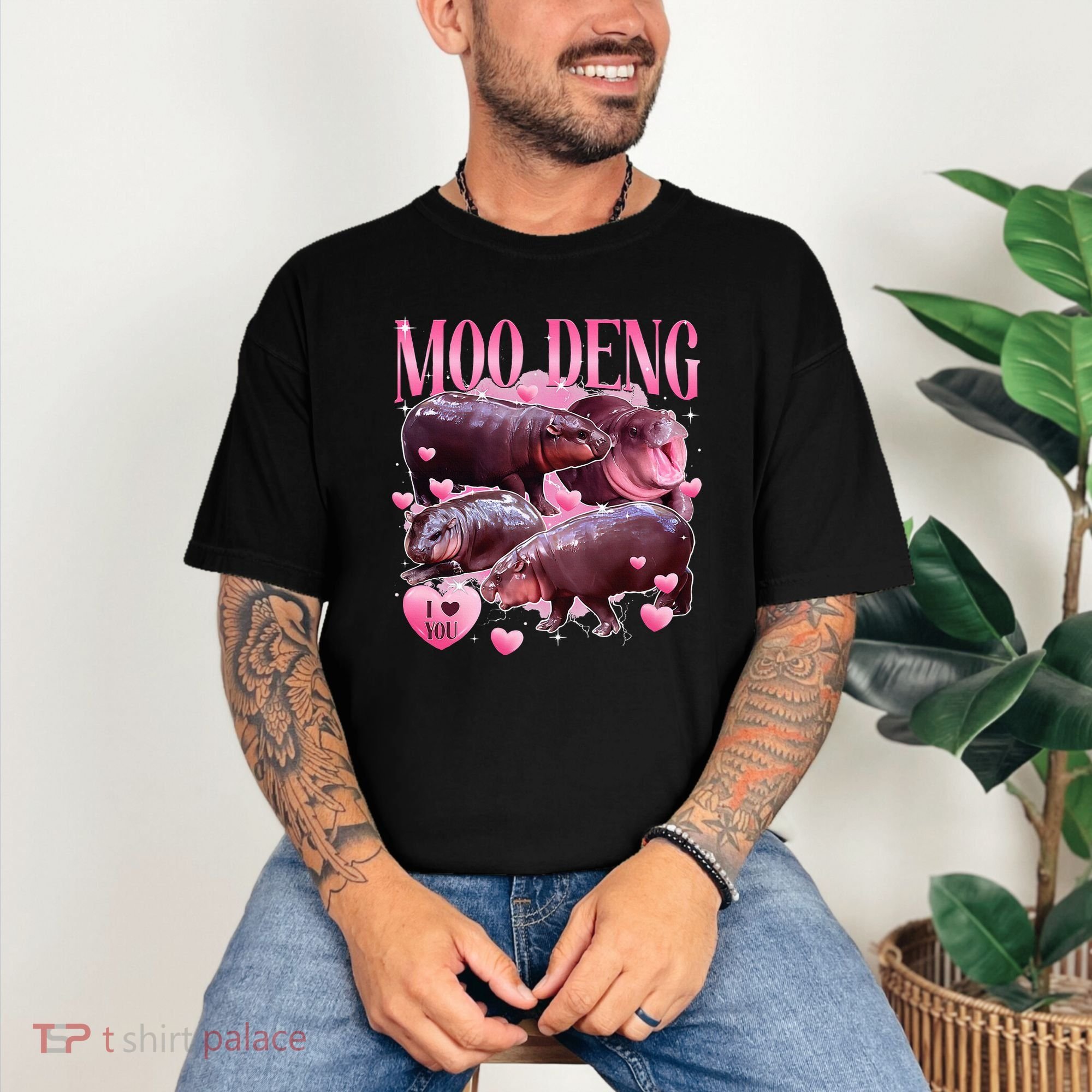 Cute I Love Moo Deng Baby Hippo Moo Deng I Heart Moo Deng Comfort Colors T-Shirt