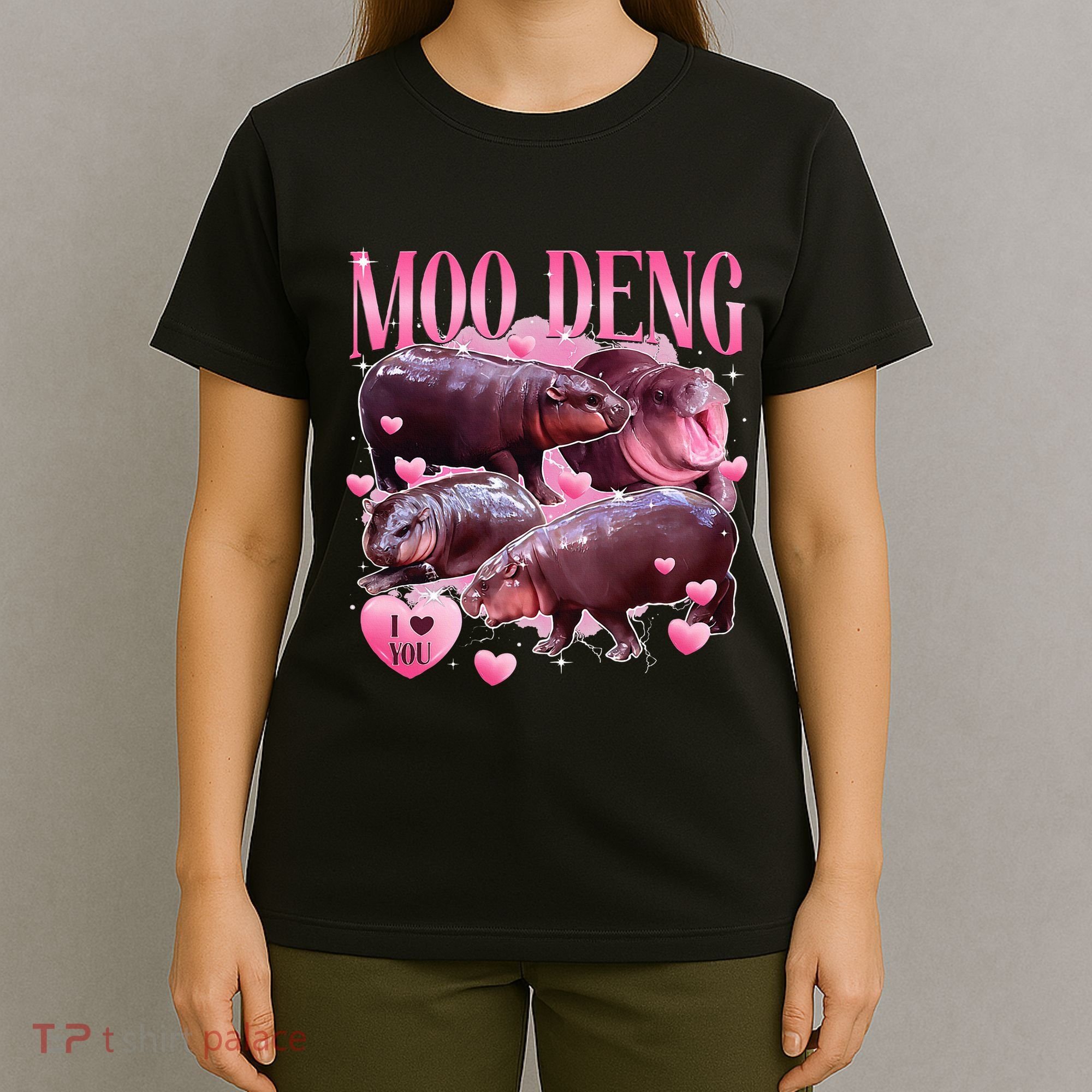 Cute I Love Moo Deng Baby Hippo Moo Deng I Heart Moo Deng T-Shirt