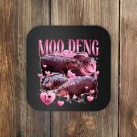 Cute I Love Moo Deng Baby Hippo Moo Deng I Heart Moo Deng Coaster thumb 0