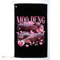 Cute I Love Moo Deng Baby Hippo Moo Deng I Heart Moo Deng Golf Towel thumb 0