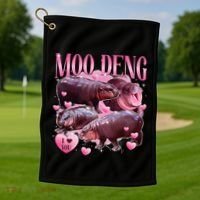 Cute I Love Moo Deng Baby Hippo Moo Deng I Heart Moo Deng Golf Towel thumb 1