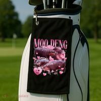 Cute I Love Moo Deng Baby Hippo Moo Deng I Heart Moo Deng Golf Towel thumb 2