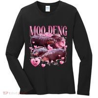 Cute I Love Moo Deng Baby Hippo Moo Deng I Heart Moo Deng Women's Long Sleeve Shirt thumb 0