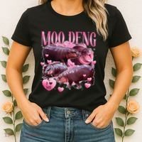 Cute I Love Moo Deng Baby Hippo Moo Deng I Heart Moo Deng Women's T-Shirt thumb 2