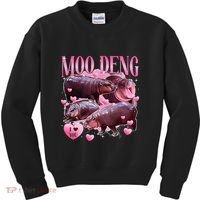 Cute I Love Moo Deng Baby Hippo Moo Deng I Heart Moo Deng Kids Sweatshirt thumb 0