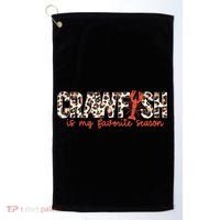 Crawfish Is My Favorite Season Cajun Leopard Lobster Gift Golf Towel thumb 0