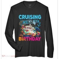 Cruising Into My 4th Birthday Trip Cruise Birthday Vacation Zone Performance Long-Sleeve T-Shirt thumb 0