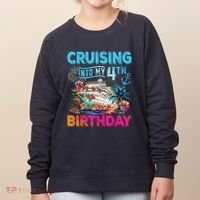 Cruising Into My 4th Birthday Trip Cruise Birthday Vacation Women's Sweatshirt thumb 0