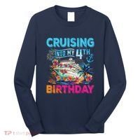 Cruising Into My 4th Birthday Trip Cruise Birthday Vacation Long Sleeve Shirt thumb 0
