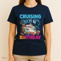 Cruising Into My 4th Birthday Trip Cruise Birthday Vacation T-Shirt thumb 4