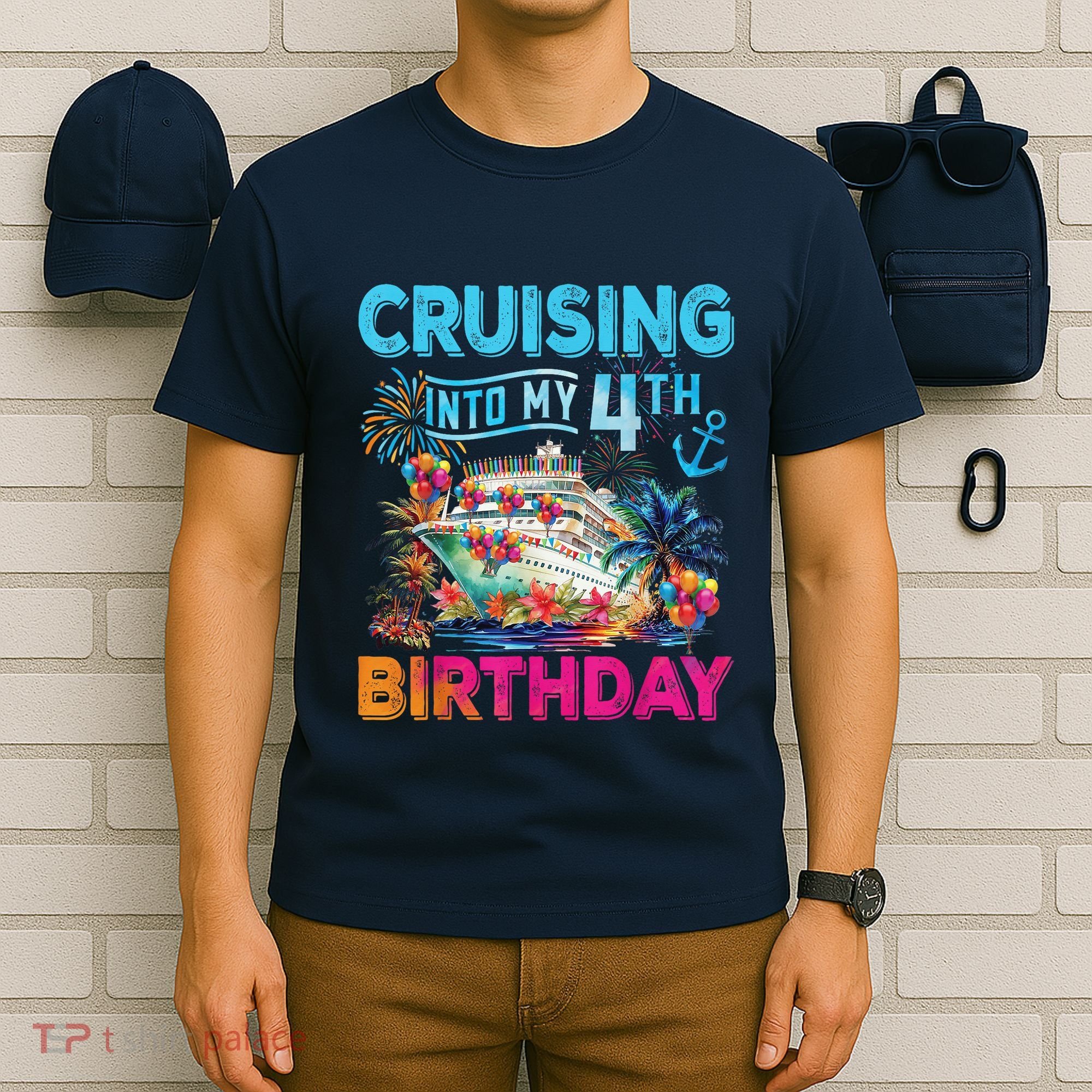 Cruising Into My 4th Birthday Trip Cruise Birthday Vacation T-Shirt