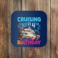 Cruising Into My 4th Birthday Trip Cruise Birthday Vacation Coaster thumb 0
