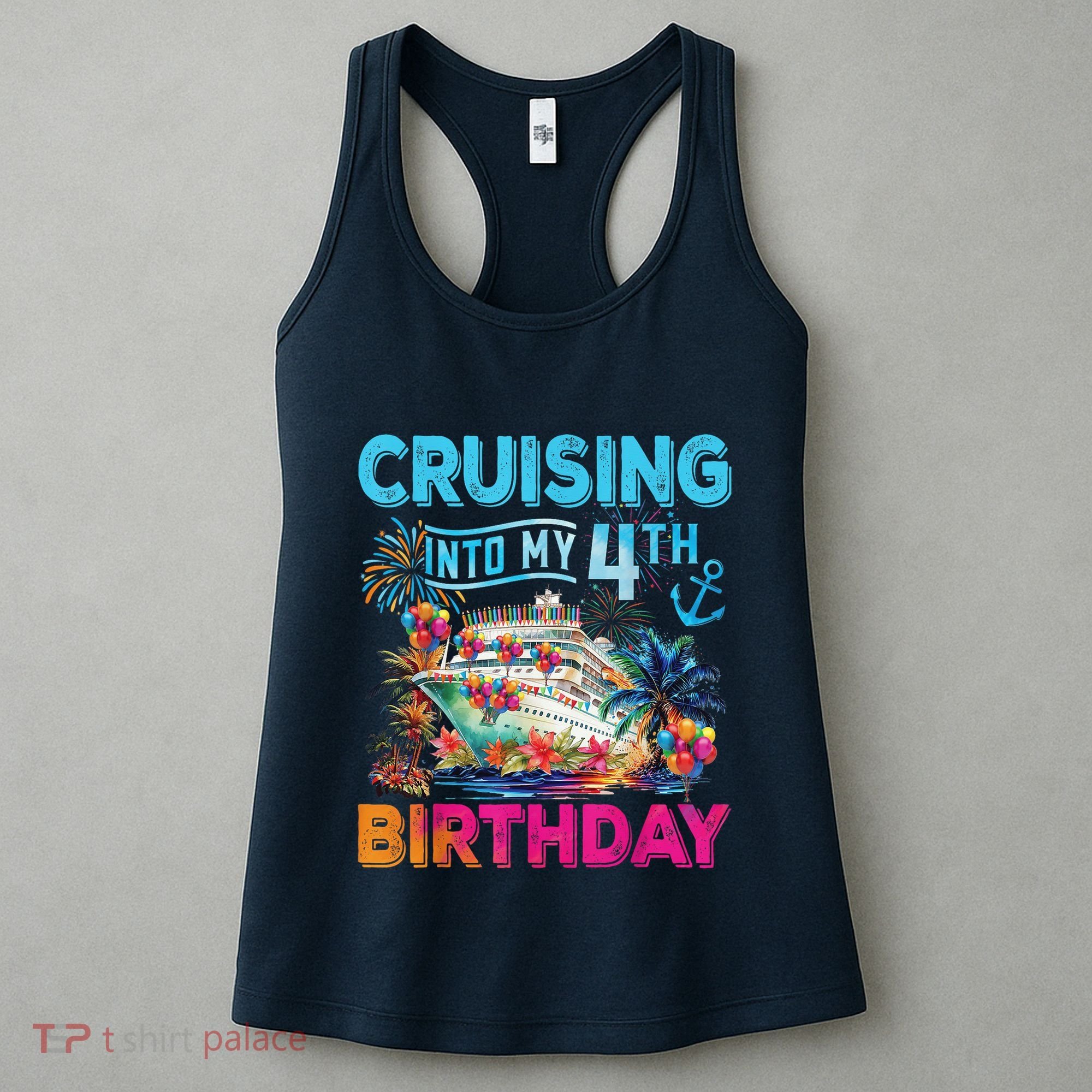 Cruising Into My 4th Birthday Trip Cruise Birthday Vacation Women's Tank Top