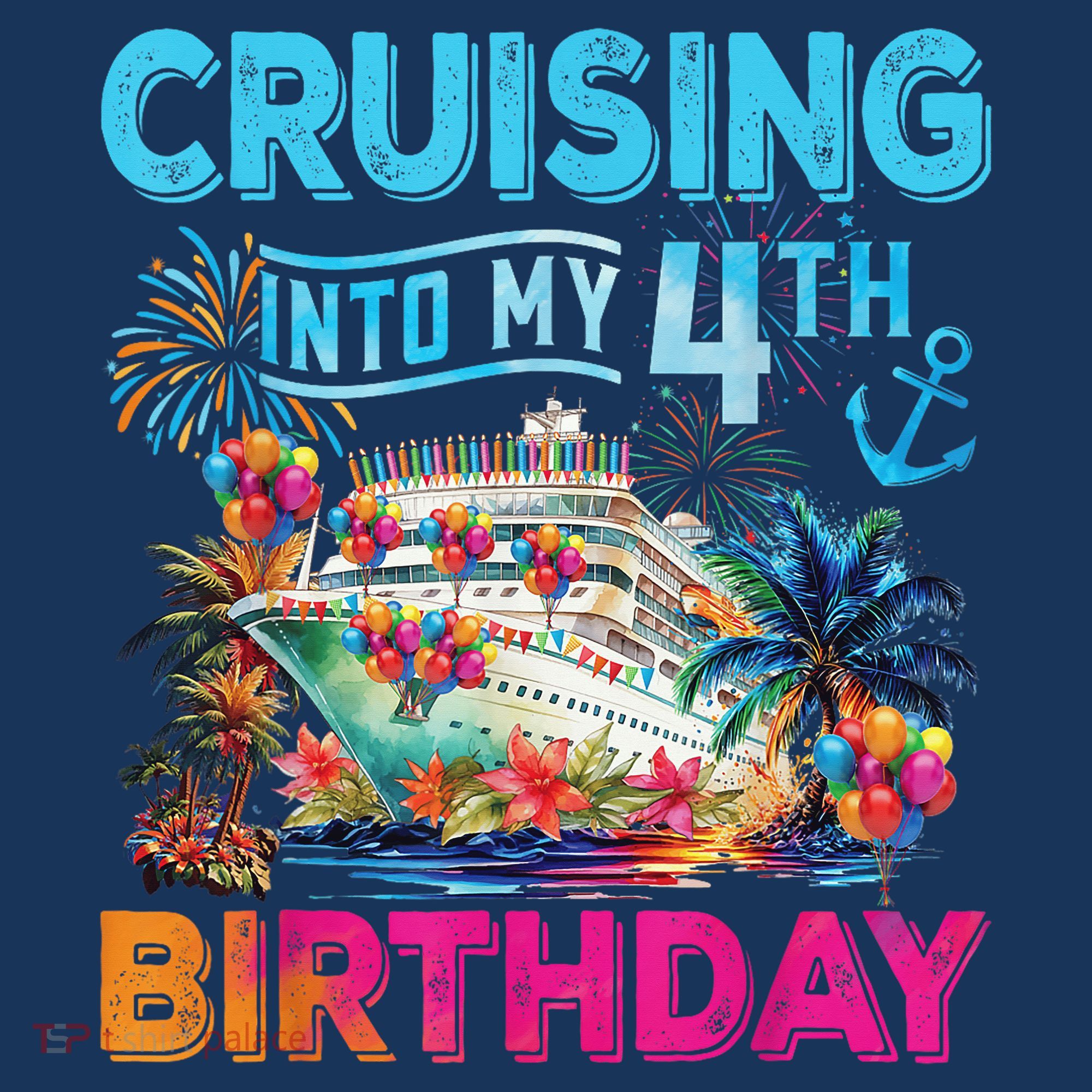 Cruising Into My 4th Birthday Trip Cruise Birthday Vacation Women's Tank Top