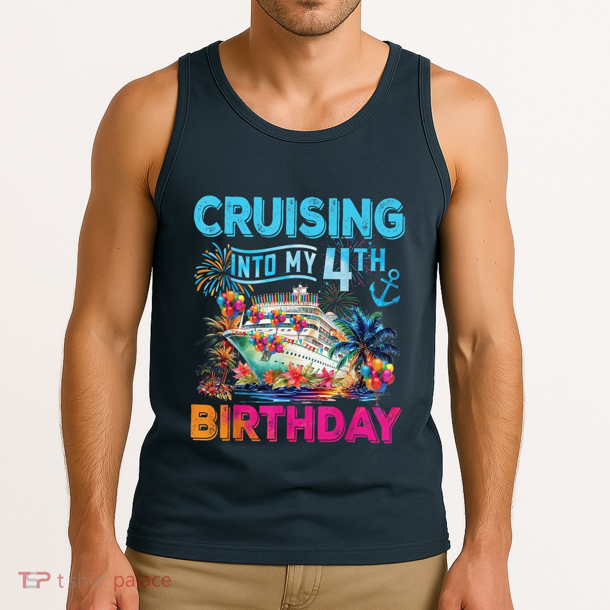 Cruising Into My 4th Birthday Trip Cruise Birthday Vacation Tank Top