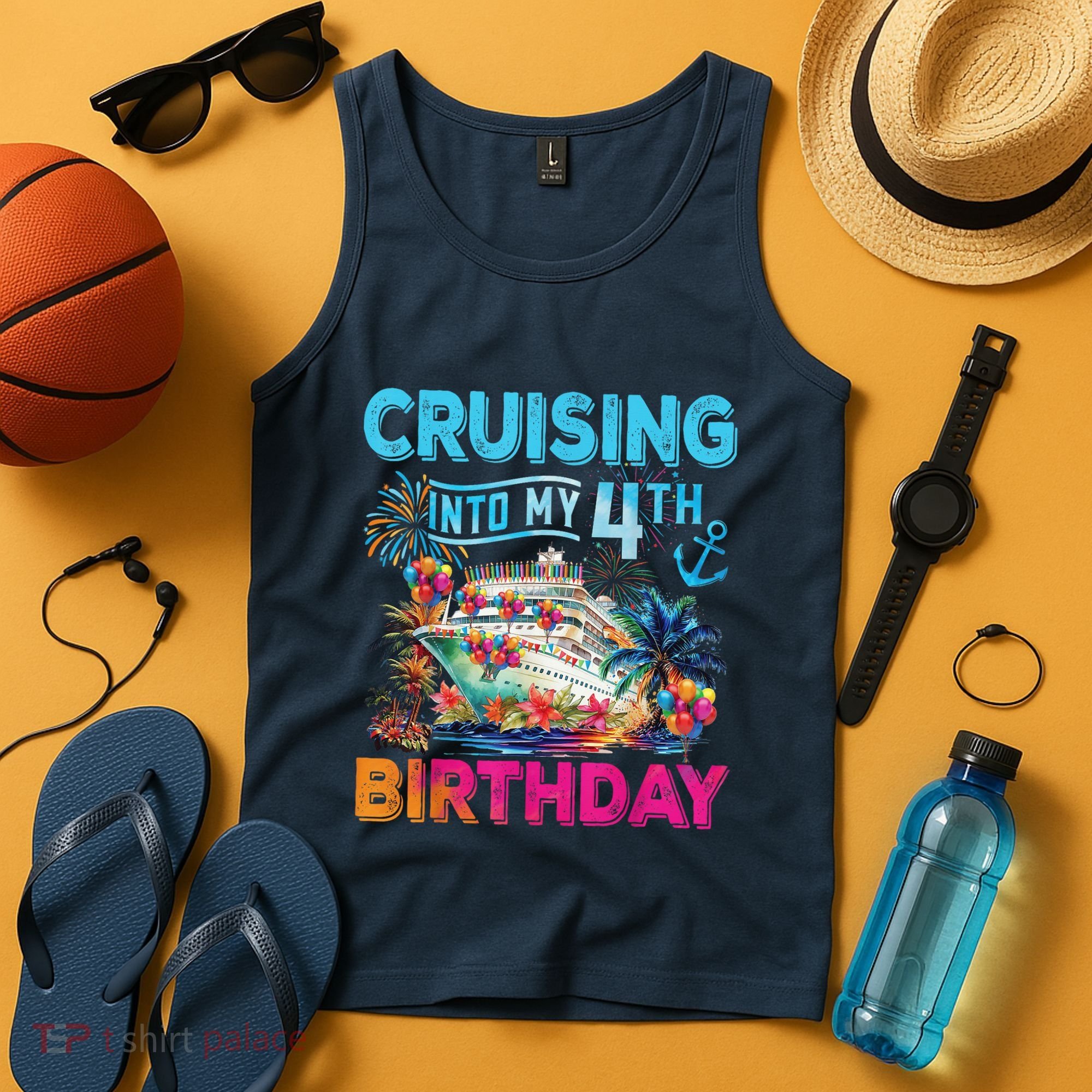 Cruising Into My 4th Birthday Trip Cruise Birthday Vacation Tank Top