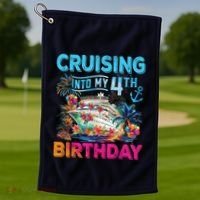 Cruising Into My 4th Birthday Trip Cruise Birthday Vacation Golf Towel thumb 1