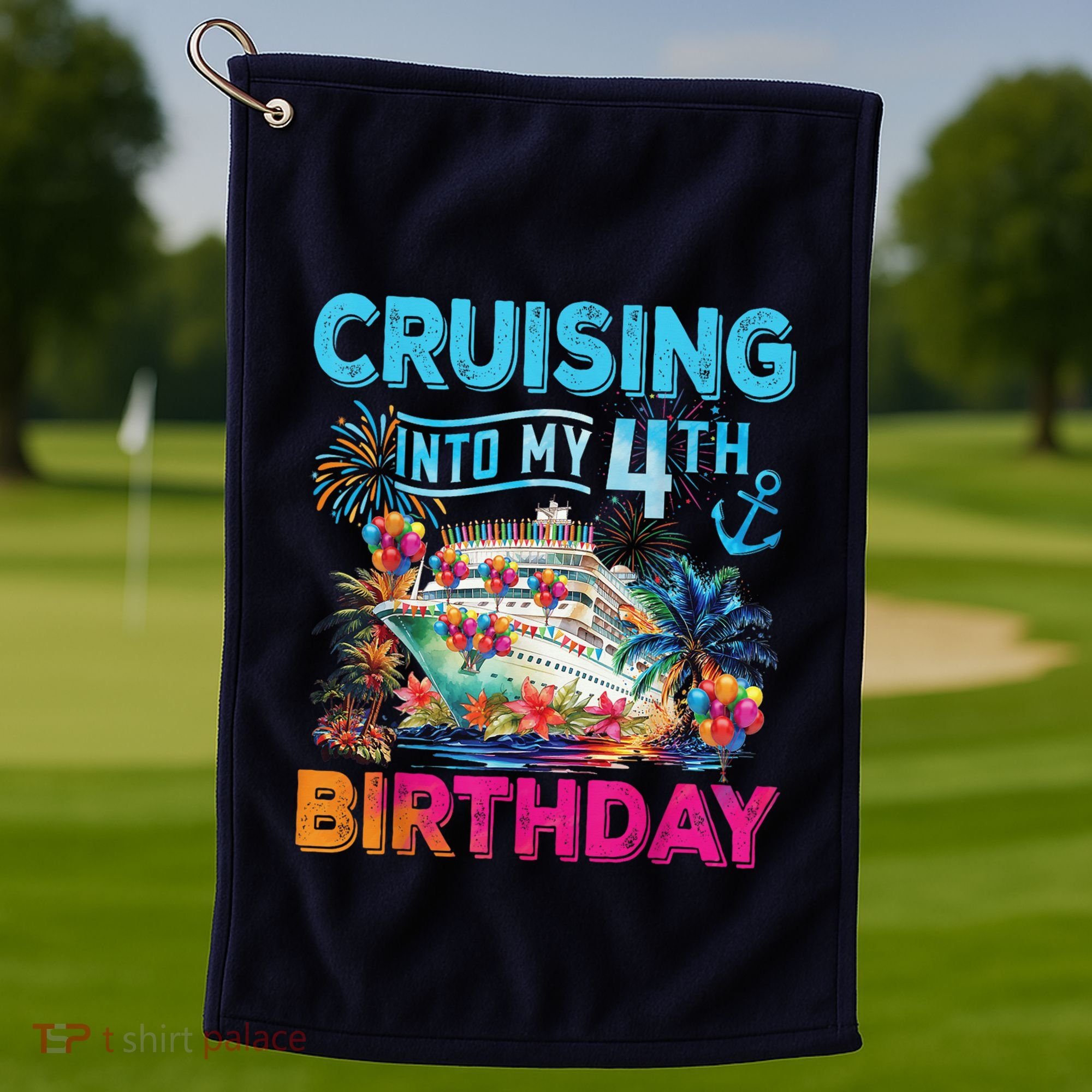 Cruising Into My 4th Birthday Trip Cruise Birthday Vacation Golf Towel
