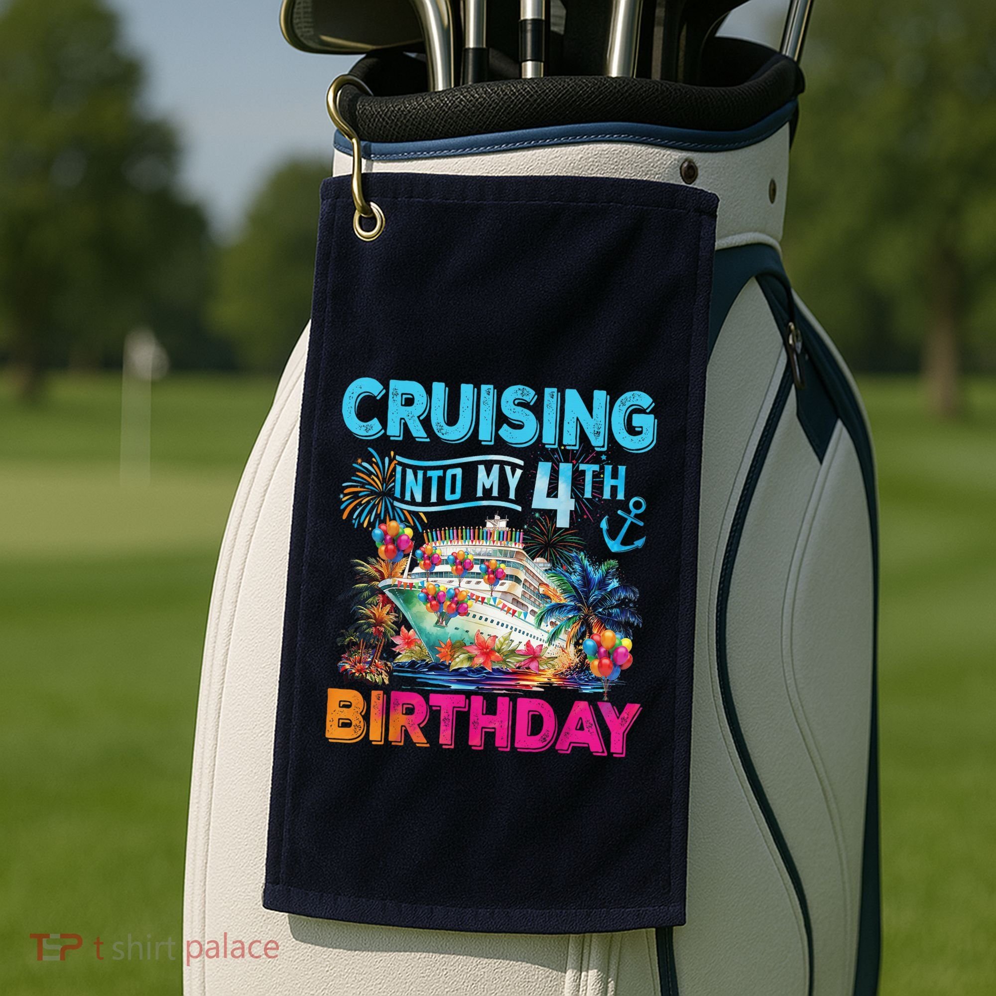 Cruising Into My 4th Birthday Trip Cruise Birthday Vacation Golf Towel