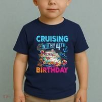 Cruising Into My 4th Birthday Trip Cruise Birthday Vacation Toddler T-Shirt thumb 2