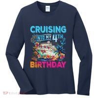 Cruising Into My 4th Birthday Trip Cruise Birthday Vacation Women's Long Sleeve Shirt thumb 0