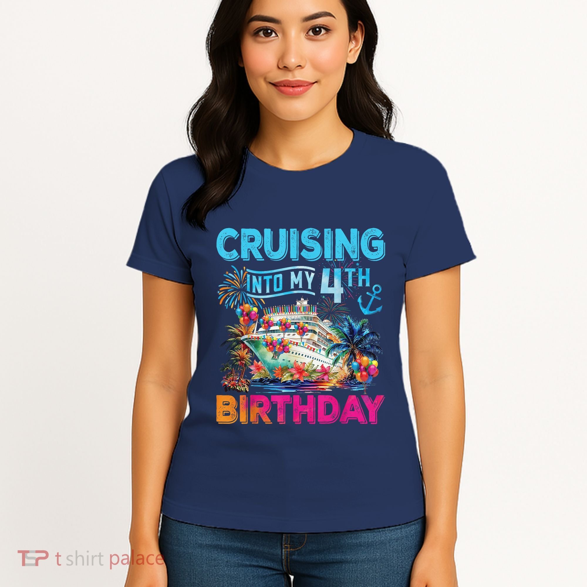 Cruising Into My 4th Birthday Trip Cruise Birthday Vacation Women's T-Shirt