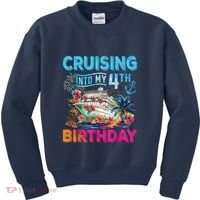 Cruising Into My 4th Birthday Trip Cruise Birthday Vacation Kids Sweatshirt thumb 0