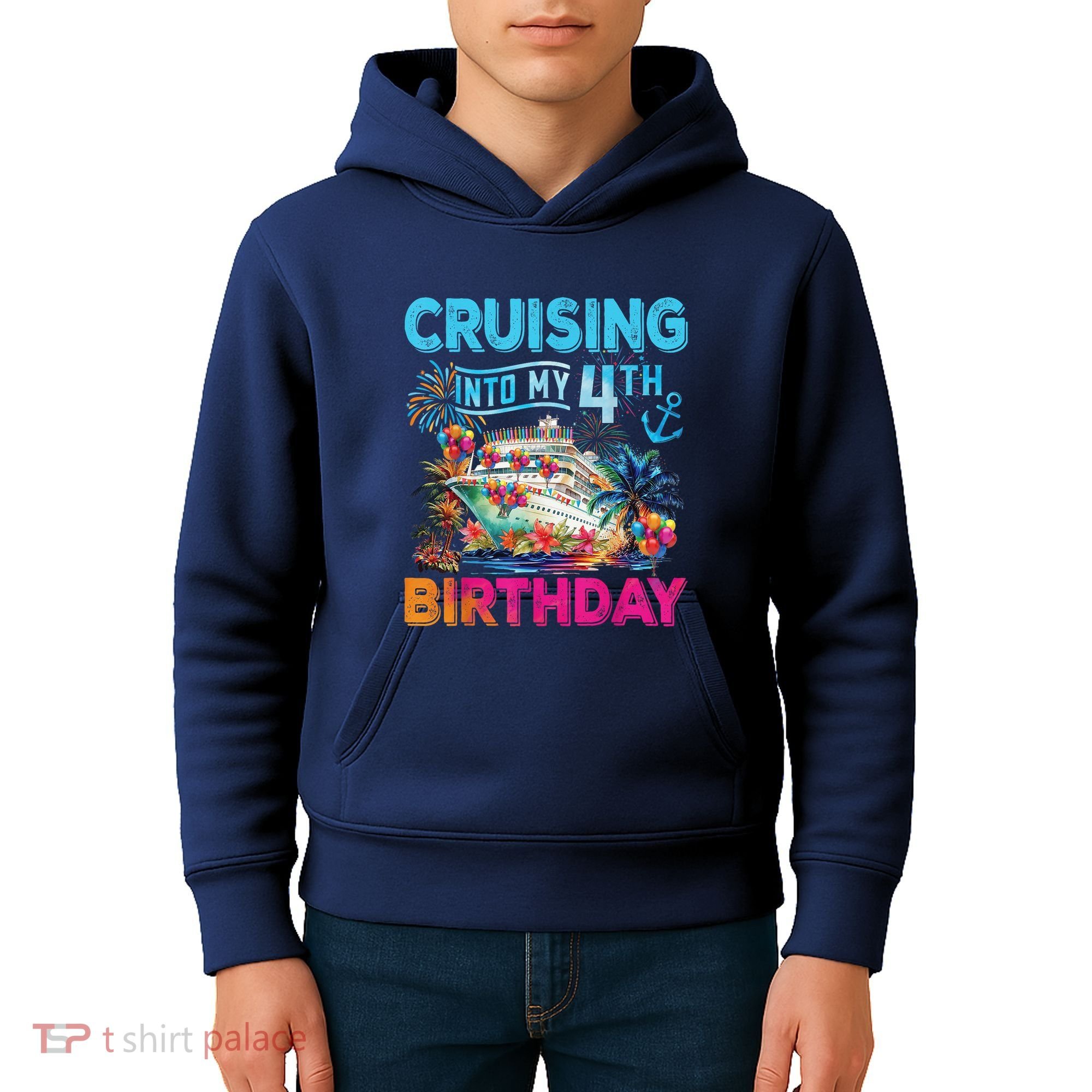 Cruising Into My 4th Birthday Trip Cruise Birthday Vacation Kids Hoodie