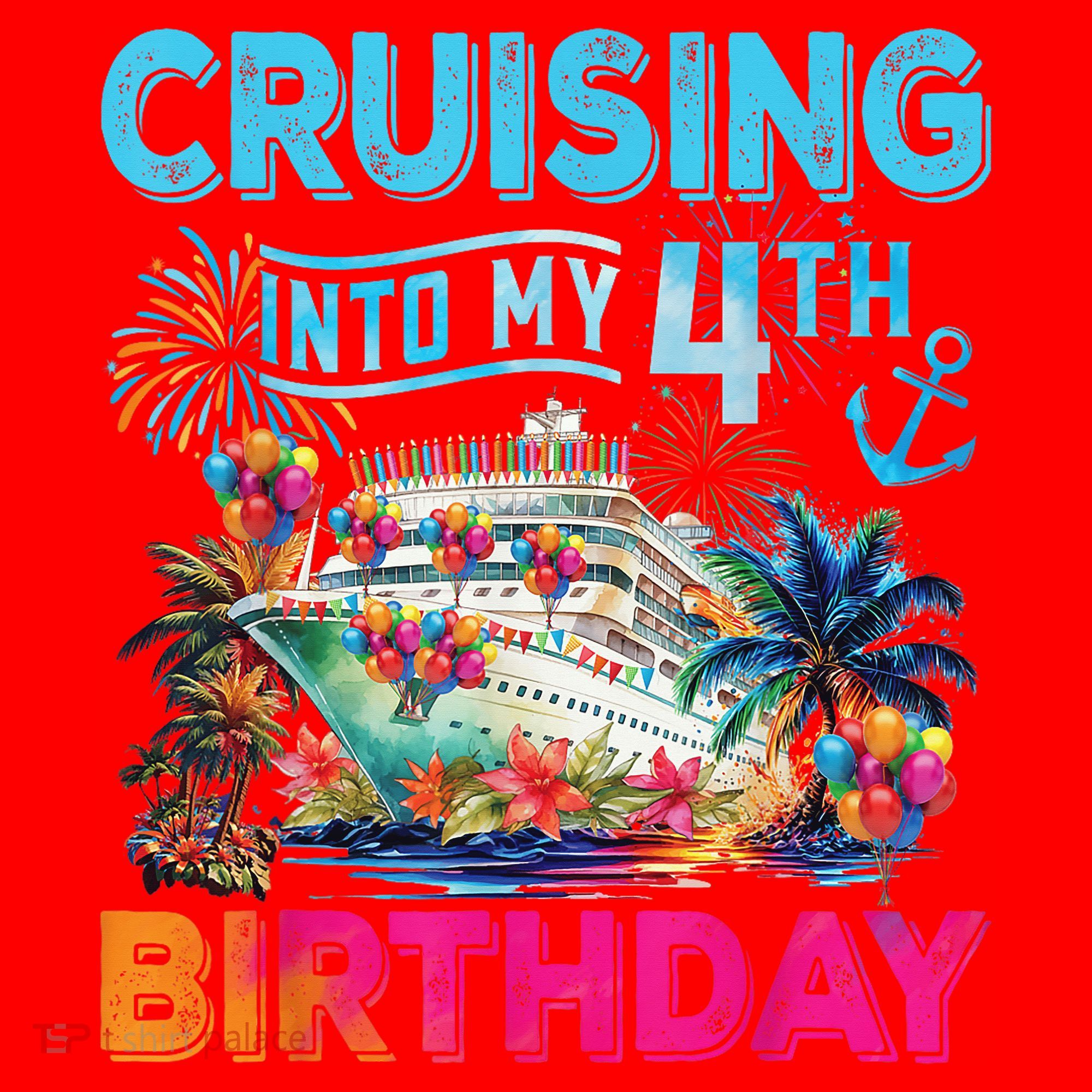 Cruising Into My 4th Birthday Trip Cruise Birthday Vacation Santa Hat