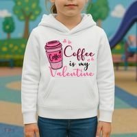 Coffee Is My Valentine Cute Coffee Lover Kids Hoodie thumb 3