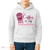 Coffee Is My Valentine Cute Coffee Lover Kids Hoodie thumb 4