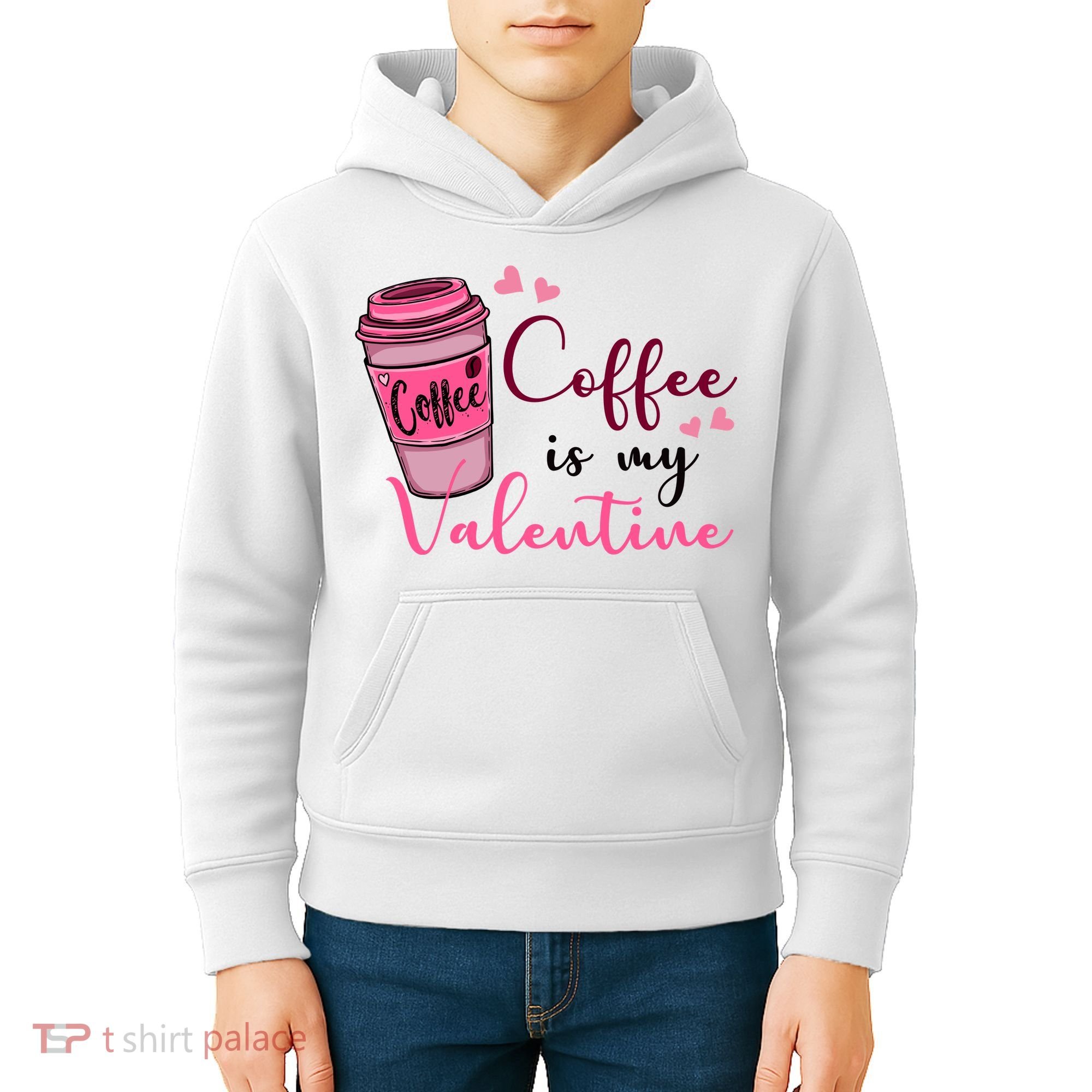 Coffee Is My Valentine Cute Coffee Lover Kids Hoodie